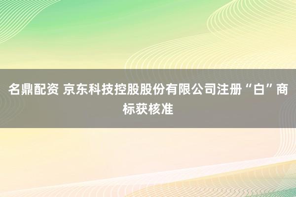 名鼎配资 京东科技控股股份有限公司注册“白”商标获核准