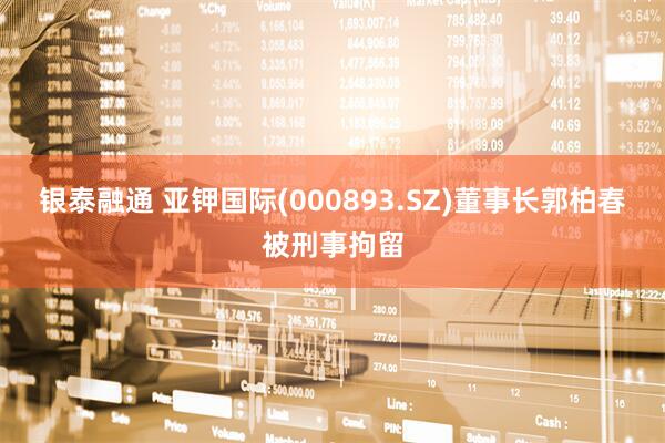 银泰融通 亚钾国际(000893.SZ)董事长郭柏春被刑事拘留